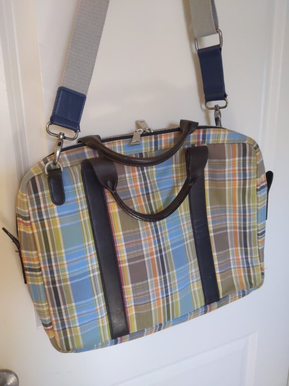 Jack Spade Colorful Madras Plaid Messenger Bag - Picture 2 of 5